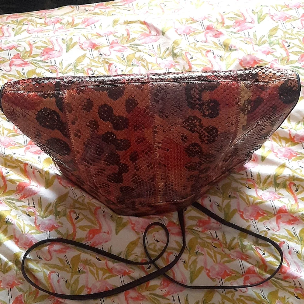 1980s Bags By Varon Vintage Multicolored Snakeskin Cocktail Clutch Handb… - Picture 10 of 10